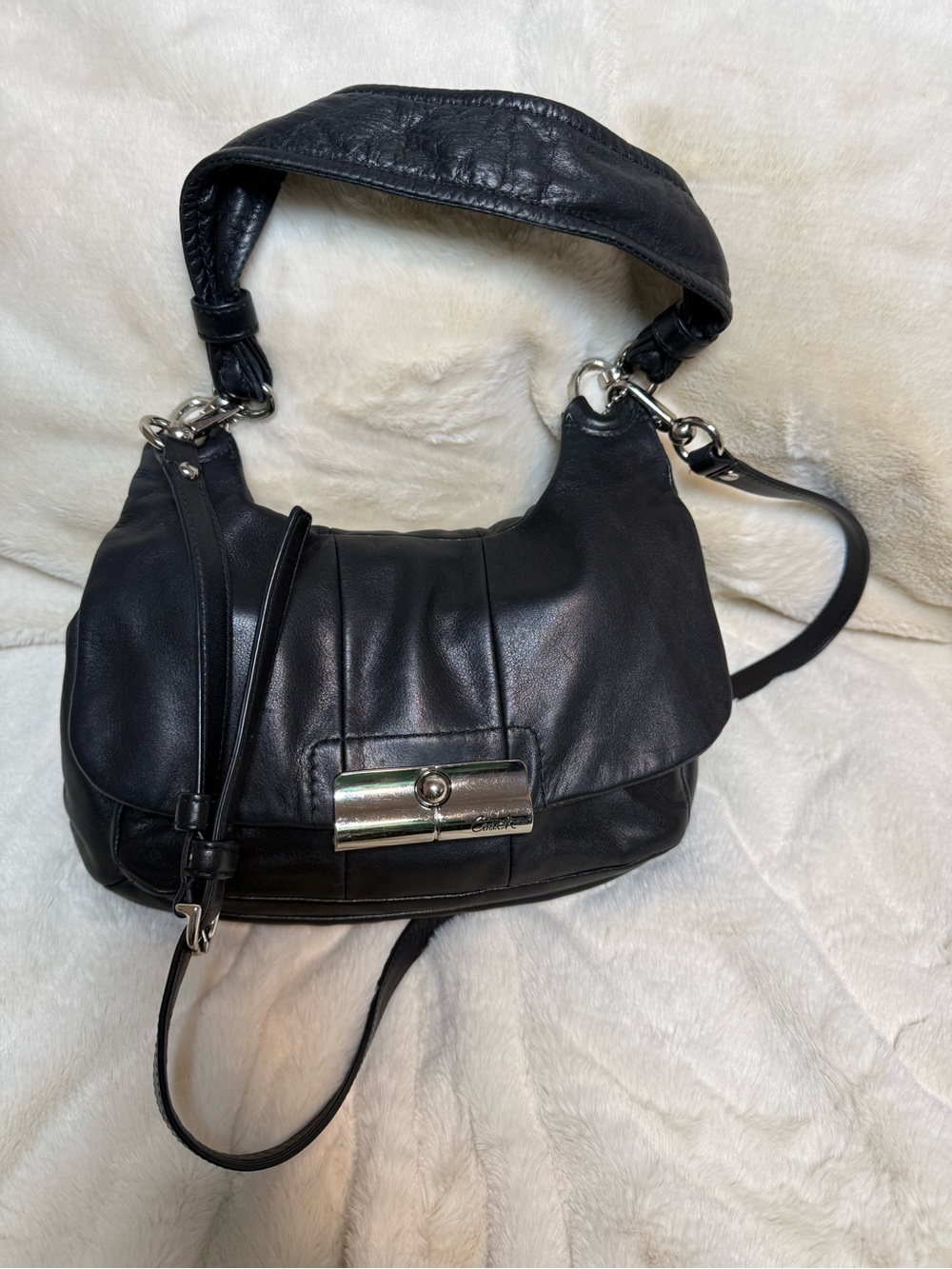 Coach Kirstin Leather Hippie Black Shoulder Bag